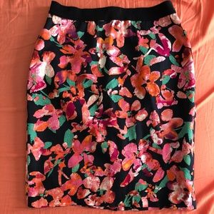 Bright Colored Floral Pencil Skirt
